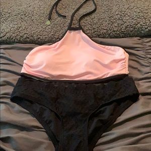 Kate spade pink and black bathing suit